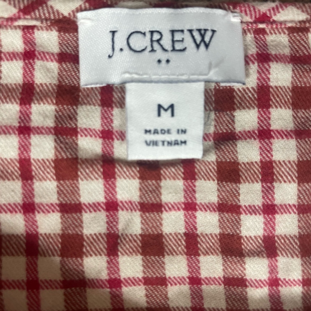 J. Crew Dusty Ivory Brick Red Flannel Gingham Blouse with Ruffle Detail - Picture 10 of 12